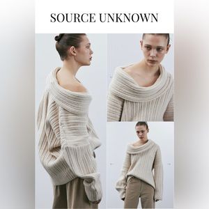 Source Unknown | Becca Oversized High Roll Knit Pullover | Birch